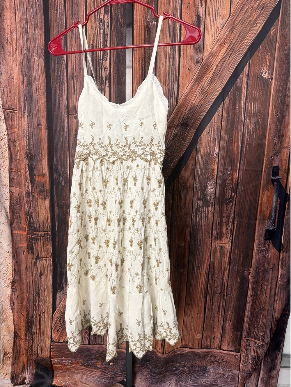 Jessica Simpson Cream Embroidered Spaghetti Strap Dress